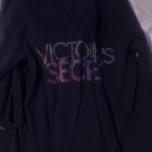 Victoria's Secret Black Sweatshirt with Rhinestone Logo